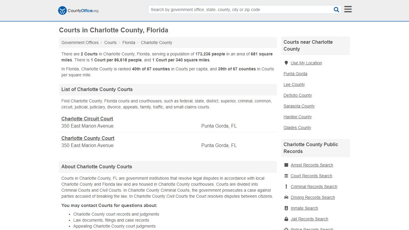 Courts - Charlotte County, FL (Court Records & Calendars)